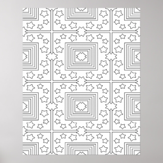 Geometric Art Coloring Poster Stars and Squares