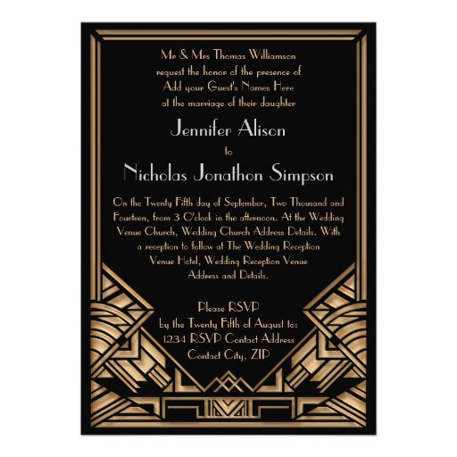 Geometric Art Deco Gatsby Style Wedding Invites