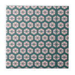 Geometric art dusty rose and green tiles