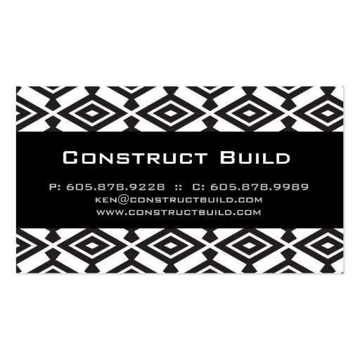 Geometric Aztec Business Card Navajo Pattern BW (front side)