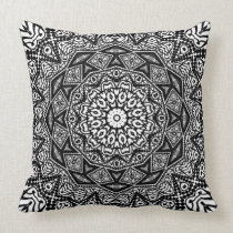 Geometric Black+White Modern Batik Cushion pillows