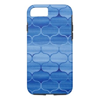 Geometric Blue Watercolor Ogee Pattern