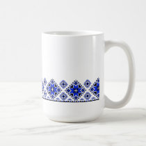 Geometric Boarder Pattern - Blue - Mug