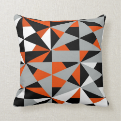 Geometric Bold Retro Funky Orange Black White Throw Pillows