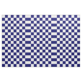 Geometric Checkered Navy and White Fabric