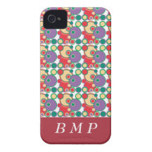 Geometric Circles Pattern Monogram iPhone 4 Cover