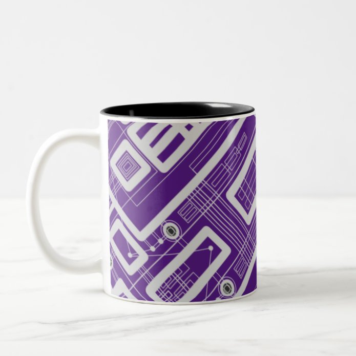 Geometric Circuit Board Two-Tone Coffee Mug