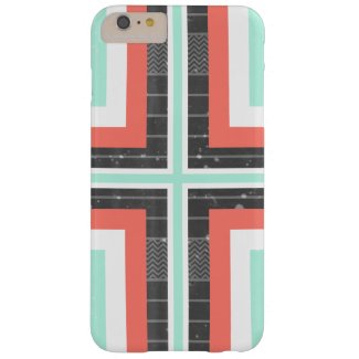 Geometric Coral & Mint Green Distressed Pattern Barely There iPhone 6 Plus Case