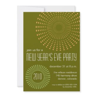 Geometric Fireworks New Years Invitations - Forest