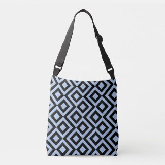 Geometric Light Blue and Black Meander Tote