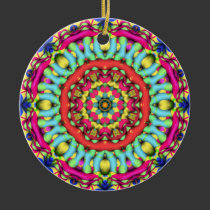 Geometric Mandala Art : Gold Blue Pink Ornament ornaments