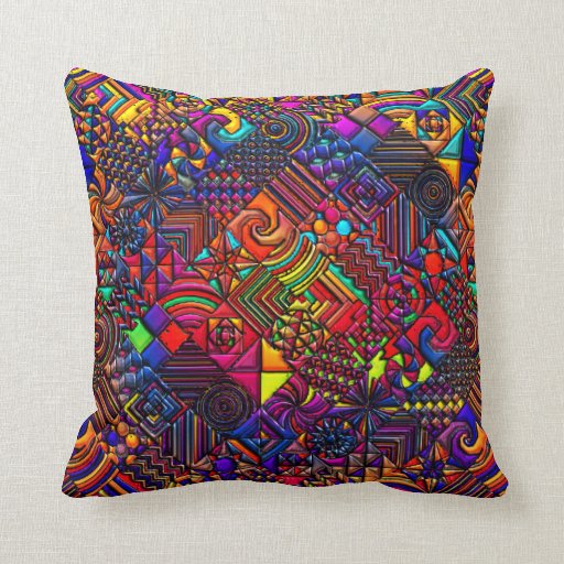 Geometric Pattern Digital Quilt Modern Retro Art Pillow Zazzle