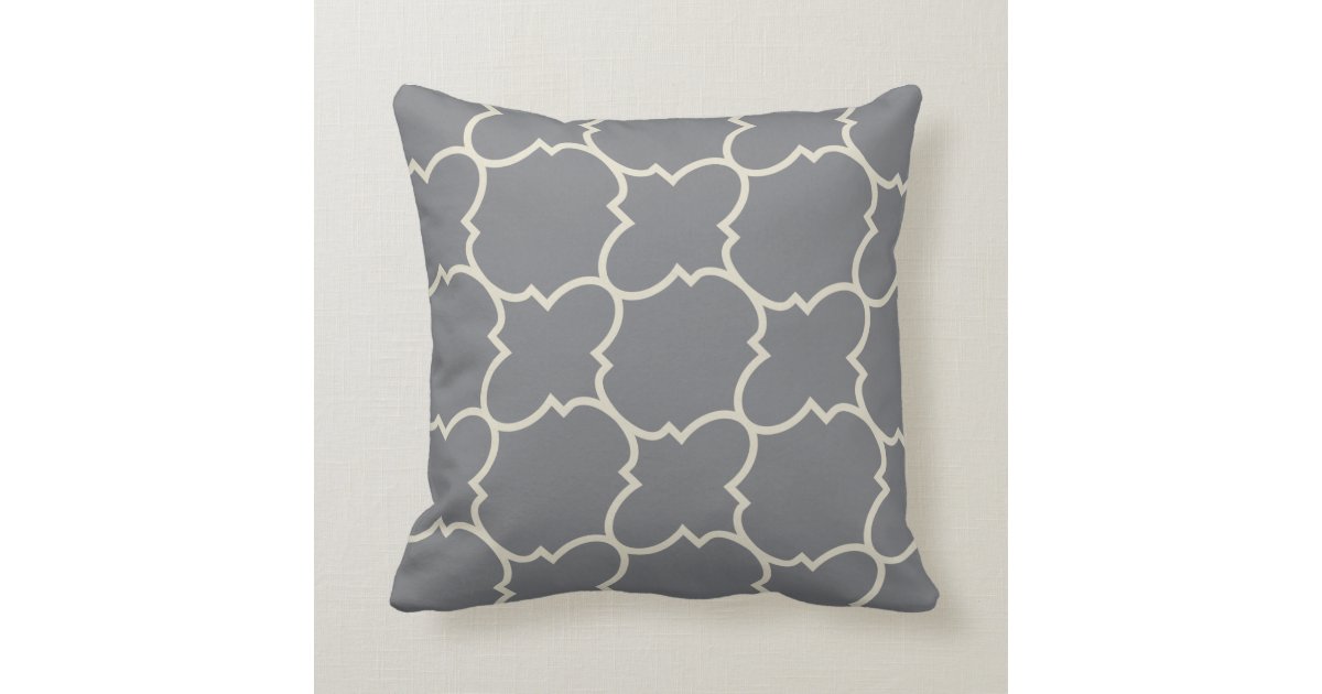 Geometric Pattern Grey/Tan Reversible Pillow Zazzle