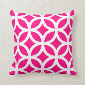Geometric Pattern Pillow in Hot Pink