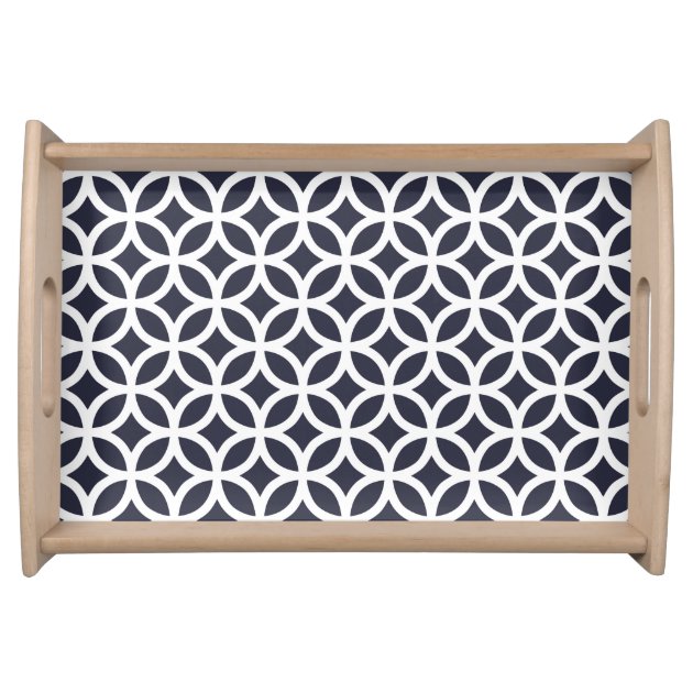 Geometric Pattern Serving Tray  Navy Blue-0