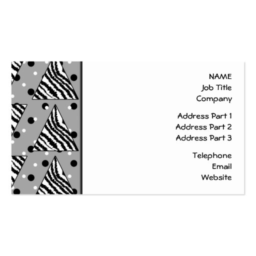 Geometric Pattern with Zebra Stripes and Dots. Business Cards (front side)