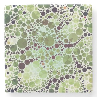 Geometric Patterns | Green Circles and Triangles Stone Coaster