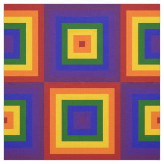 Geometric Rainbow Squares Fabric