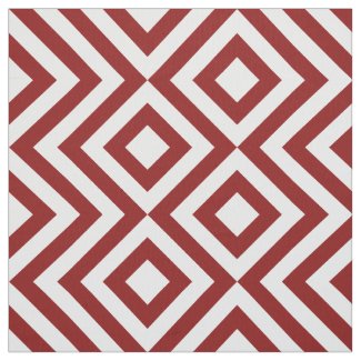 Geometric Red and White Zigzags and Diamonds Fabric