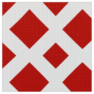 Geometric Red Diamonds on White Fabric
