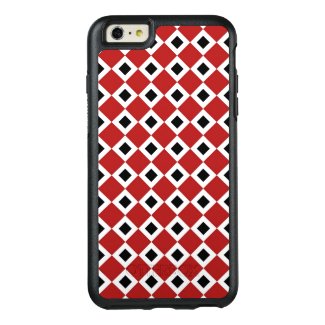 Geometric Red, White, Black Diamond Pattern