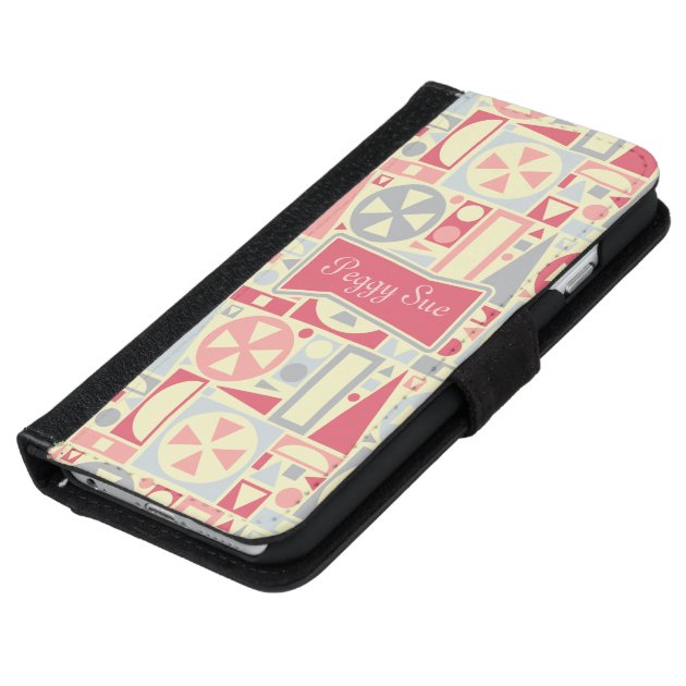 Geometric Retro 1950s Mid-Century Modern Name iPhone 6 Wallet Case-5