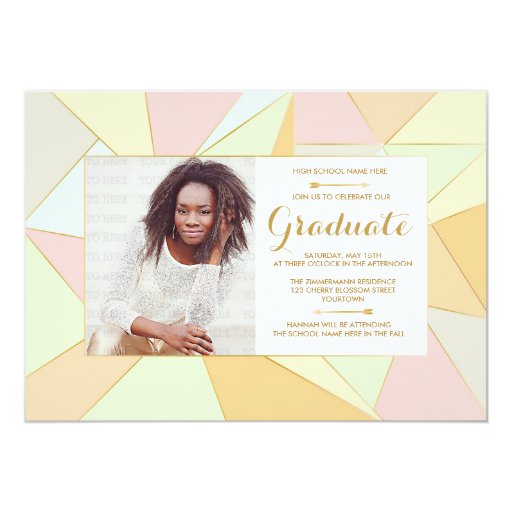 Geometric Senior Photo Graduation Custom Invitation