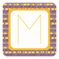 Geometric Stripe Pattern Retro Style Sticker Label
