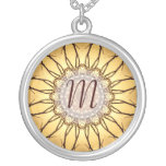 Geometric Sunflower Monogram Necklace
