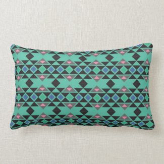 Geometric tribal aztec andes hipster teal pattern pillow