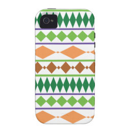 Geometric Tribal Pattern Green Rust Coral iPhone 4 Cases