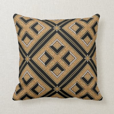 Geometry Art Deco Black Gold Cushion Pillow