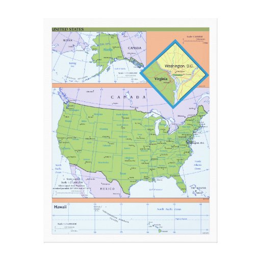 Geopolitical Regional Map of the United States Canvas Print  Zazzle