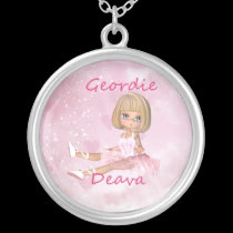 Geordie Deva Silver Necklace - Cute Ballet Dancer necklaces