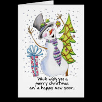 Geordie - Snowman - Happy Snowman - Wuh wish yee a cards