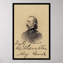 George Armstrong Custer Signed Card 1866 Posters