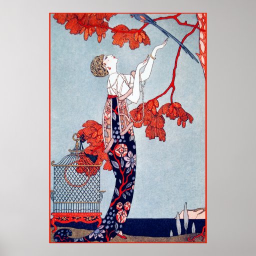 George Barbier "L'Oiseau Volage" 1914 Print