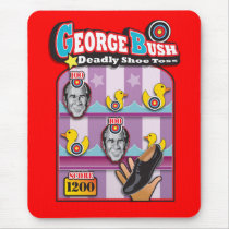 George Bush - Reporter Shoe Throw Attack! mousepads by spacedust George Bush - Reporter Shoe Throw Attack! mousepads