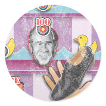 George Bush - Shoe Throw Attack! stickers by spacedust George Bush - Shoe Throw Attack! stickers