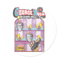 George Bush - Shoe Throw Attack! stickers by spacedust George Bush - Shoe Throw Attack! stickers