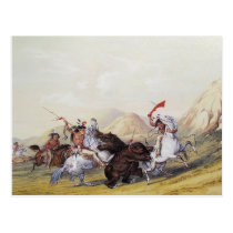 George Catlin - Attacking the Grizzly Bear postcards