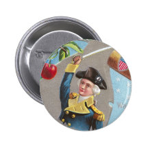 George Washington and Cherries Pinback Buttons