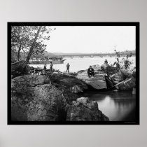 Georgetown Ferry-Boat Carrying Wagons 1865 Posters