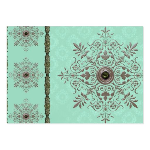 GEORGETTE'S BROCADE, VINTAGE in AQUA and OLIVE Business Card