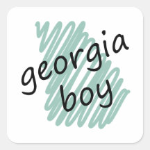 Georgia Boy on Child's Georgia Map Drawing Square Sticker