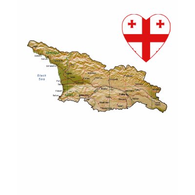 Georgia Flag Heart and Map T-Shirt Shirts by FlagAndMap