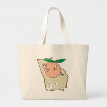 Georgia GA Cartoon Map with funny smiling peach Canvas Bags