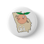 Georgia GA Cartoon Map with funny smiling peach buttons