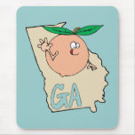 Georgia GA Cartoon Map with funny smiling peach mousepads