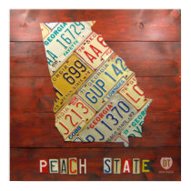 Georgia License Plate Map Print posters